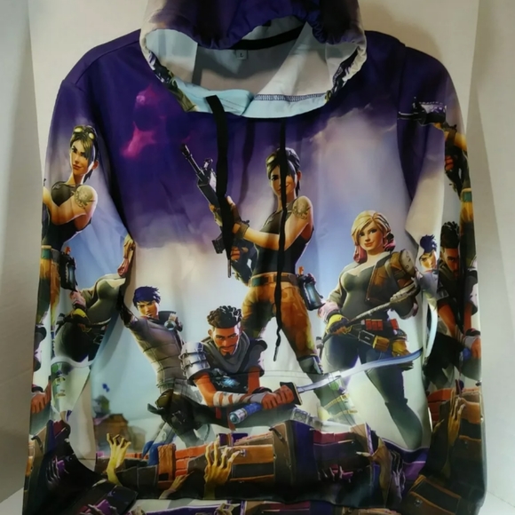 Cosplay Boy's Multicolored 3D Graphic Pullover Sz Lg Hoodie Sweatshirt Fortnite - Picture 8 of 10